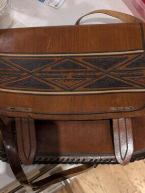 Vintage Genuine Leather Saddle Bag | Geometric Western Boho Shoulder Purse
